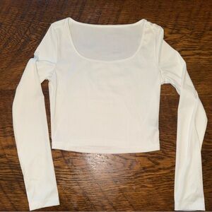 SHEIN White Long Sleeve Top, Cropped, Size XS